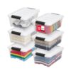 IRIS USA 13 Qt Storage Bins with Lids, 6 Pack, Clear/White
