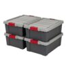 IRIS USA 4-Pack 12 Gal Heavy Duty Lockable Storage Totes with lids, Gray