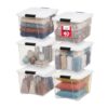 IRIS USA 40 Qt Storage Bins with Lids, 6 Pack, Clear/White