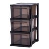 IRIS USA Plastic Drawer Storage Organizer, 3-Drawers, 2-Pack, for Classroom Art Craft Supplies, Bathroom Bedroom, Laundry Room, Black/Gray