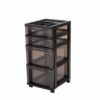 IRIS USA Plastic Drawer Storage Organizer Rolling Cart, with Wheels Casters, 4-Drawers, for Classroom Art Craft Supplies Dresser Closet Bathroom Laundry Room, Black/Gray