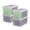IRIS USA Snap Securing File Box, File Box with Locking Lid, Secure Document Storage Container for Letter/Legal Files, Portable Stackable Filing Organizer with Latches, 4 Pack, Black