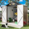 IRONCK 5.7x5.7FT Outdoor Storage Shed, Tool Shed, Brown