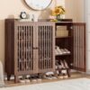 IRONCK Shoe Cabinet with 3 Doors, Shoe Storage Cabinet with Slatted Doors