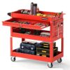 IRONMAX 3 Tier Tool Cart on Wheels with Lockable Drawer, 350 LBS Load