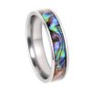 ISAROARO Abalone Shell Ring for Women Men, 4mm 6mm 8mm Natural Ocean Shell Wedding Band, Silver Plated Stackable Eternity Ring for Couples (Silver, 9)