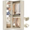iSunirm 36'' Corner Closet System with Adjustable Shelves, Heavy Duty Corner Closet Organizer System with 7 Shelves & 2 Hanging Rods, Versatile L Shaped Walk-in Closets, Load 800+LBS, White Oak
