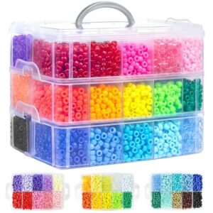 Itopstar Pony Beads Bulk for Jewelry Making, 30+ Colorful 10000+Perler Beads for Bracelets, Necklaces & Crafts, Premium Plastic Beads Kit