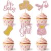 It's A Girl Cupcake Toppers Pink Gold Glitter Oh Baby Cupcake Picks Baby Girl Baby Shower Gender Reveal Party Cupcake Decorations - 1Pcs