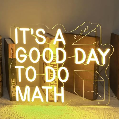 It's A Good Day To Do Math Neon Sign Dimmable Math Neon Light Student LED Light up Signs for Classroom Kid Room Library Museum Study Room Decoration(Warm White)