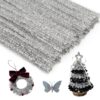 Iuuidu 100PCS Pipe Cleaners Chenille Stem Glitter Silver Pipe Cleaners