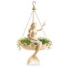 IUXVVM Winged Fairy Dancer Hanging Planter，Resin Ballerina Hanging Planter Holder, for Succulents Small Flowers Indoor Outdoor Garden Balcony Decor (b)