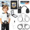 IVENRXIU Police Toys, Police Pretend Play Toys for Kids Boys and Girls, Role Play Set with Police Accessories, Handcuffs, Warning Light, Police Badge, Birthday Halloween Christmas Gifts