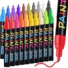 IVSUN Paint Pens Paint Markers, 20 Colors Oil-Based Waterproof Marker Pen Set, Never Fade Quick Dry and Permanent, Works on Rocks Painting, Wood, Fabric, Plastic, Canvas, Glass, Mugs, DIY Craft