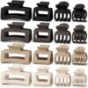 Ivyu 16 Pcs Hair Clips for Women, Small Medium Claw Clips Set, Recycled Plastic Matte Hair Claw Clips with Strong Hold, Non Slip Rectangle Clips for Thin Thick Hair and Everyday Styling (Neutral)