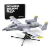 iWonders A-10 Thunderbolt II Warthog Fighter Jet Building Blocks Set, Cold War Attack Aircraft Model Plane w/Opening Cockpit Retractable Landing Gear Display Stand, Kids Gifts Ages 6+