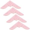 IWOWHERO 4pcs Small Pink Pu Book Corners with Carving Lines, Lightweight Sturdy Album Corner Protectors for Photo Albums and Notebooks, Stylish Ancient Design for Women and Men