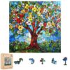 Ixfyloop Wooden Puzzle 200Pcs Vibrant Tree Jigsaw Decor Gift 12.2x12.2in