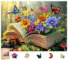 Ixfyloop Wooden Puzzle 500Pcs Butterfly Book Jigsaw Decor Gift 14.2x18.8in