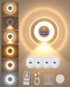 IYNRAFW Smart LED Clock Night Light with Motion Sensor Rechargeable Wall Lamp Remote Control 3 Color Temperatures Dimmable Magnetic Stick On for Bedroom Hallway Bathroom Nursery Stairway Entryway