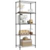 IZEUK 5-Tier Black Metal Storage Shelves, Adjustable Wire Shelving Unit for Kitchen, Bathroom, Pantry, Office, Garage, Organizer Wire Rack, 1250 lbs, 13.7" D x 23.6" W x 63" H