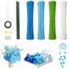 JAEZVIO Pipe Cleaner Flower Kit, Pipe Cleaners Bulk Flowers Craft Set with Floral Stems, Floral Tape and Flower-Making Guide, DIY Craft Supplies for Handmade Flowers and Home Decor (Blue)