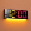 JALL 12'' Digital Wall Clock Large LED Display, Wall Clock with Remote Control, 8 RGB Colors, Auto DST, Night Light for Classroom Living Room, Gym, Classroom Décor, Xmas Birthday Gift for Senior