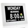 JALL 8" Large Digital Calendar Day Clock for Seniors 2026 - Easy to Read Alzheimer's Dementia Memory Loss Clock for Elderly with IPS Wide Angle，Day & Date, 12 Custom Alarms & Auto-Dimming, White