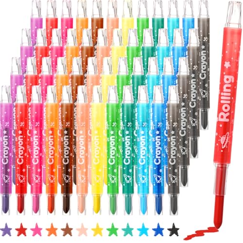Jaloro 48 Pcs 12 Colors Twist Crayons Bulk for Kids and Teens, Non-toxic Washable Crayons, Easy to Hold Drawing Coloring Gift Silky Art Supplies for Boys and Girls Coloring Books, Drawing, Sketching