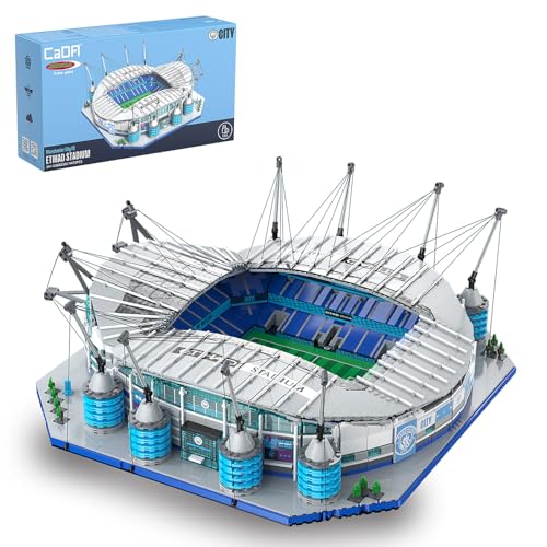 JAMARA 402904 CADA Etihad Stadium Manchester City FC Bricks, from 14 Years, Clamp Building Blocks Set, Large Model, Building Blocks Pack, Detailed Design, LED Light, Modules Individually Displayable