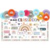 Janlaugh 94 Pcs Boho Classroom Bulletin Board Decorations Set with Paper Fans Positive Rainbow Motivational Words Cutouts Bulletin Decor for Back to School Inspirational Teachers School Supplies