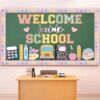 Janlaugh Smile Face Classroom Decor Set, Welcome Back to School Bulletin Board Kit, Colorful Stationery Paper Cutouts, First Day of School Chalkboard Wall Door for Classroom Teachers Students