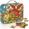 Janod - Jigsaw Puzzle Kingdom of Dragons for Kids 5-7 Years - 54 Pieces 50 x 40 cm - Cardboard Puzzle - Sturdy Puzzle Box and Poster - Educational Toys Gift for Boys and Girls - J02382