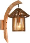 Japanese Bamboo Wall Sconce Vintage Natural Wood Wall Lamp Minimalist Light Fixture for Hallway Stairs Bedside Hotel Corridor Interior Decorative Lighting