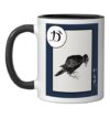 Japanese Karuta Karasu Crow Folk Game Scene Classic Motif Ceramic Mug, Black/White