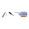 Japanese Screw Punch With Six Interchangeable Tips For Leather Crafting And Paper Projects Featuring Brass Construction And Wooden Handle In Storage Box