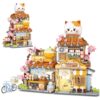Japanese Street View Taiyaki Shop Mini Building Blocks for Girls 6-12, MOC Creative Building Toys Cute Panda Building Set, Simulation Architecture Construction Toy, Gift Idea for Kids Adults (923 PCS)