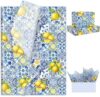 JarThenaAMCS 100 Sheets Tissue Paper, Blue Tile Yellow Lemon, 14 x 20 Inch