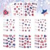 JarThenaAMCS 432Pcs Patriotic Stickers American Flag Print Star Heart Shaped Stickers 4th of July Red Blue White Label Decals for 250th Anniversary Independence Memorial Day USA Card Tag Decor
