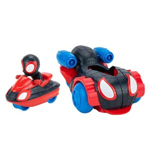 Jazwares Marvel’s Spidey and His Amazing Friends Quick Shot Vehicle (Miles Morales: Spider-Man) - Quick Shot 2-in-1 Vehicle with Miles Morales: Spider-Man
