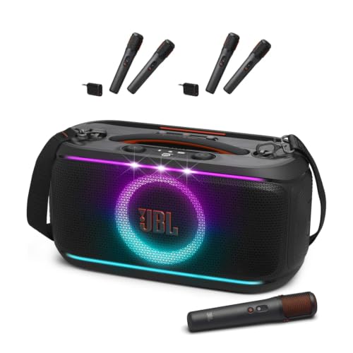 JBL PartyBox On-The-Go 2 - Portable Party Speaker with one Wireless Digital mic, Handle and a Shoulder Strap, Dynamic PartyBox Wireless Mic - Digital Wireless Microphones (Black)
