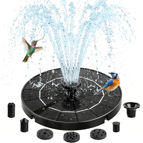 Jbobbju Solar Fountain for Bird Bath, 3.5W Floating Solar Water Fountain with 6 Spray Nozzles & 4 Fixing Rods, Upgraded Solar Water Fountain for Garden, Patio, Pond, Pool and Outdoor Water Features