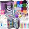 JC CRAFT Deluxe Beginner Crochet Kit – 116-Piece Set with 20 Yarns, Ergonomic Hooks, Accessories, Book for Beginners & Online Tutorial – DIY Starter Kit for Adults & Teens with Purple Bag & Case