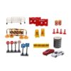 JCRBILW Miniature Traffic Scene Set with Street Signs Warning Cones Barriers Roadblocks Mini Steamroller Car Figures Suitable for Dollhouse Roads Diorama Builds Tabletop Photography Creative Projects