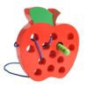 JCREN Wooden Lacing Apple Threading Toys Wood Apple Block Puzzle Travel Game Toys Early Learning Fine Motor Skills Montessori Educational for Baby Toddlers Kids 3 4 5 Years Old