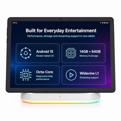 Jeazans 2026 Upgraded Android 15 Tablet with 64GB+1TB Expand, 10.1 inch Tablet with 8-Core, Dock Station, Gemini Ai, WiFi 6, Bluetooth 5.4, 3-Year Protection, Tablet for Students, Kids& Adults