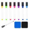 JEFURE 8 Pcs Colorful Magnetic Dry Erase Markers with Eraser, White Board Mini Dry Erase Markers with Eraser Cap, Fine Point Tip Student White Board Markers for Teachers Office School Supplies