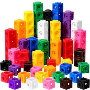 Jenaai 100 Pcs Linking Cubes Math Manipulatives Counting Cubes Connecting Blocks Stem for Classroom Supplies, Homeschool Stem Activities, Color Sorting, Patterning, Addition Subtraction(Cute)