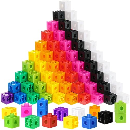Jenaai 300 Pcs Counting Cubes, Plastic Connecting Blocks, Colorful Math Cubes, Math Manipulatives Classroom Learning Supplies, Preschool Learning Materials, Counting Toys(Classic Style)