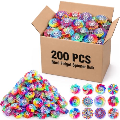 Jerify 200 PCS Mini Fidget Spinner Bulk - Rainbow Colorful Stress Relief Sensory Toys Fidget Spinner for Kids Teens Adults - Classroom Prizes, Party Favors, Pinata Filler, Gift Bag Stuffer